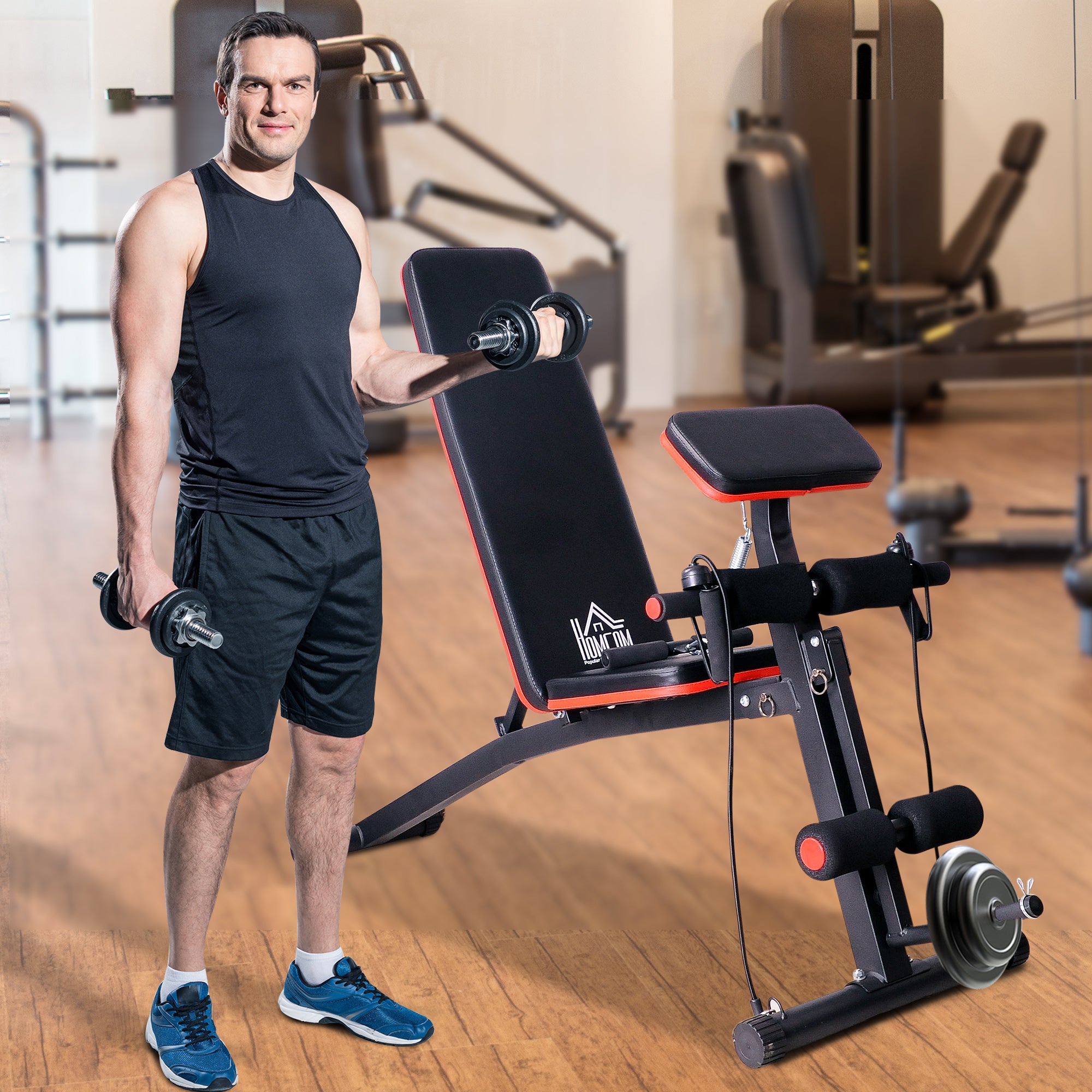 folding weight bench multifunction fitness bench with 7-position adjustable backrest, leg extension machine training bench up to 120 kg ab trainer for home gym full body workout