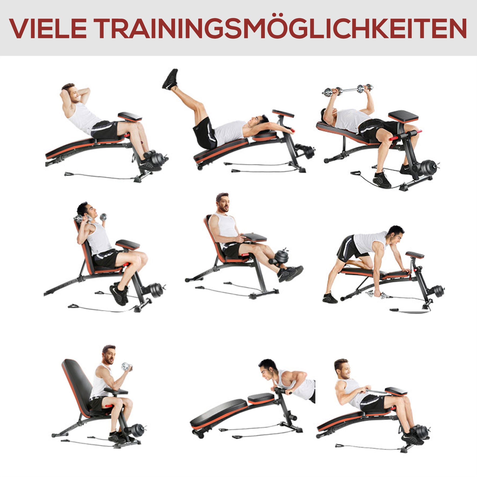 folding weight bench multifunction fitness bench with 7-position adjustable backrest, leg extension machine training bench up to 120 kg ab trainer for home gym full body workout