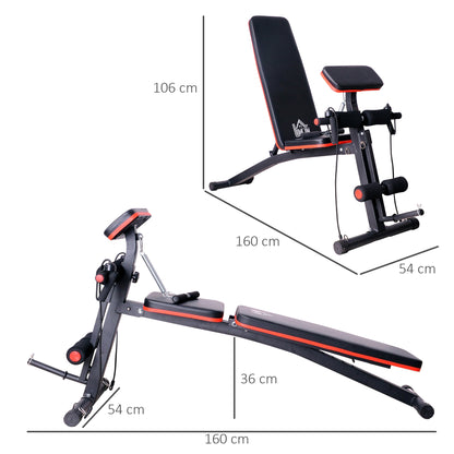 folding weight bench multifunction fitness bench with 7-position adjustable backrest, leg extension machine training bench up to 120 kg ab trainer for home gym full body workout