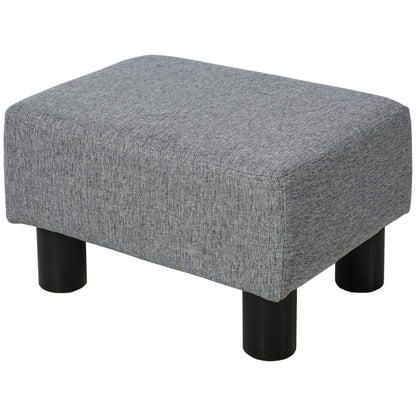 Living Room Ottoman Low Stool Upholstered in Linen Rectangular Ottoman with Wooden Structure for Living Room Bedroom Gray