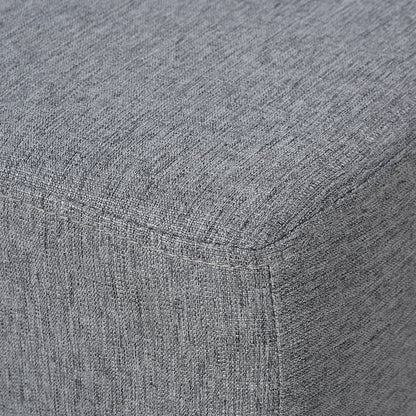 Living Room Ottoman Low Stool Upholstered in Linen Rectangular Ottoman with Wooden Structure for Living Room Bedroom Gray