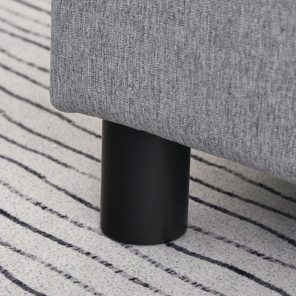 Living Room Ottoman Low Stool Upholstered in Linen Rectangular Ottoman with Wooden Structure for Living Room Bedroom Gray