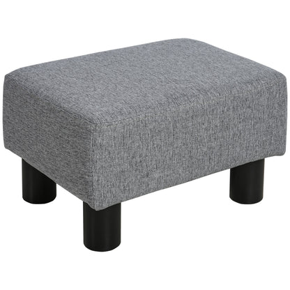 Living Room Ottoman Low Stool Upholstered in Linen Rectangular Ottoman with Wooden Structure for Living Room Bedroom Gray