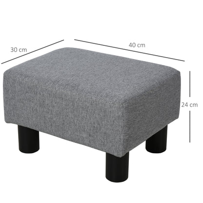 Living Room Ottoman Low Stool Upholstered in Linen Rectangular Ottoman with Wooden Structure for Living Room Bedroom Gray