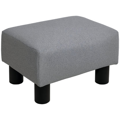 Living Room Ottoman Low Stool Upholstered in Linen Rectangular Ottoman with Wooden Structure for Living Room Bedroom Gray