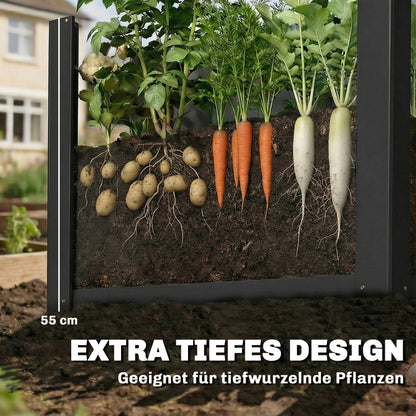Galvanized Steel Raised Garden Bed 40.2" x 20.5" x 21.7" with Gloves — Open-Bottom, Weatherproof Planter for Garden & Balcony, Black