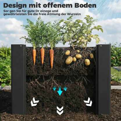 Galvanized Steel Raised Garden Bed 40.2" x 20.5" x 21.7" with Gloves — Open-Bottom, Weatherproof Planter for Garden & Balcony, Black