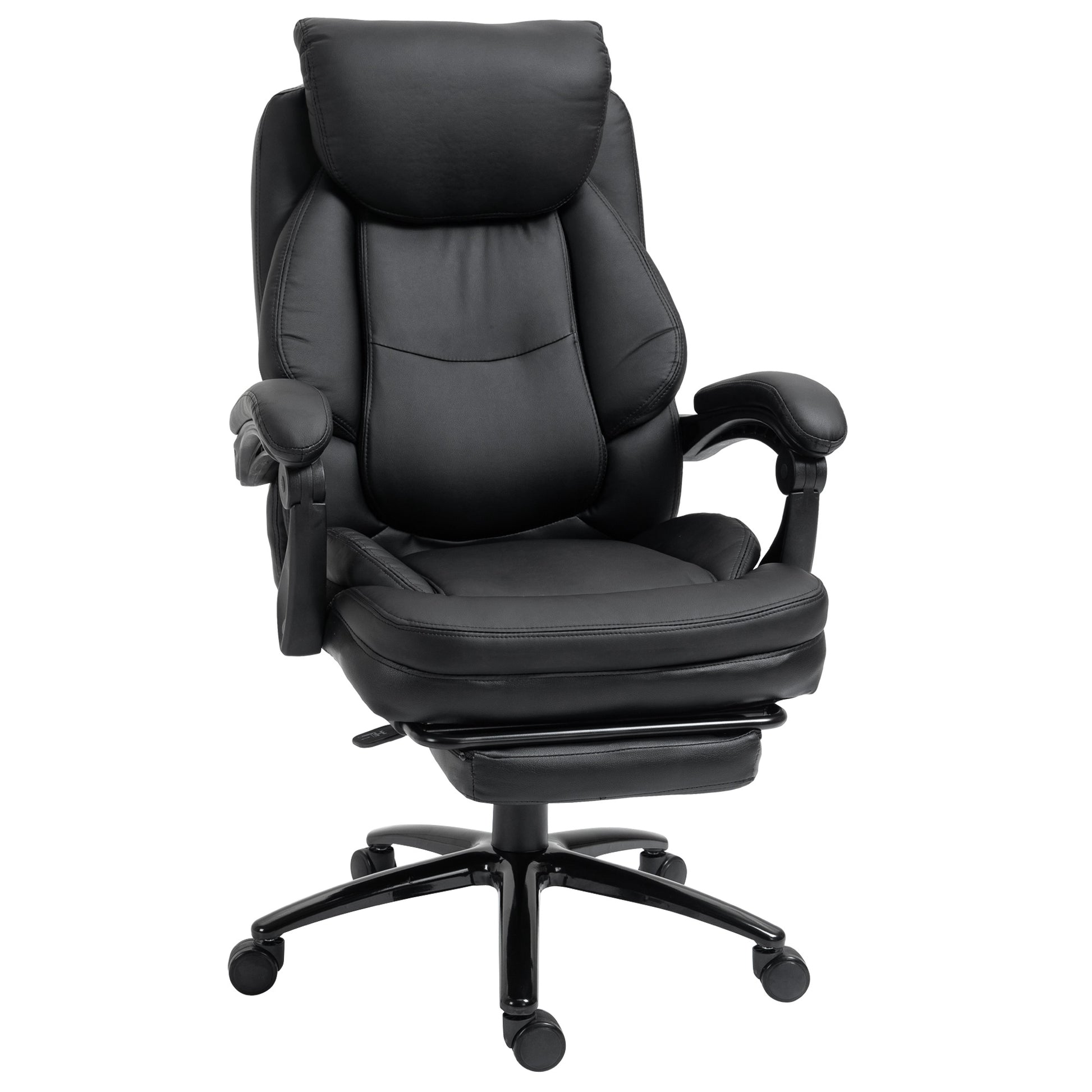 Ergonomic Office Chair Adjustable Desk Chair with Reclining Back up to 130° Rocking Function and Retractable Footrest Steel 73x66x112-118 cm Black