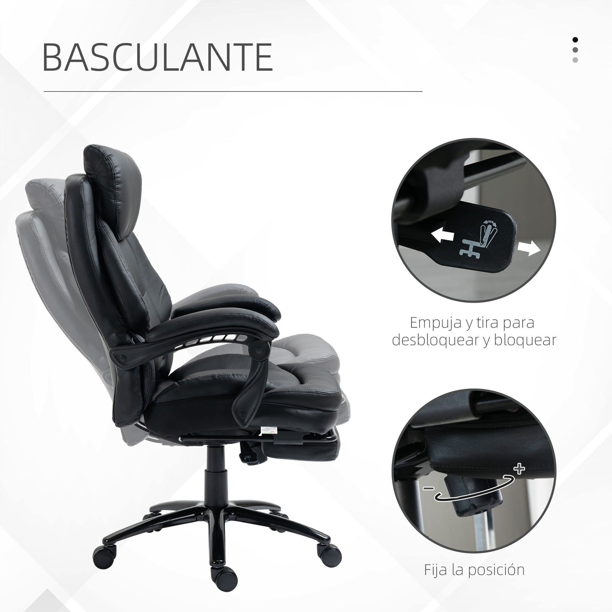 Ergonomic Office Chair Adjustable Desk Chair with Reclining Back up to 130° Rocking Function and Retractable Footrest Steel 73x66x112-118 cm Black