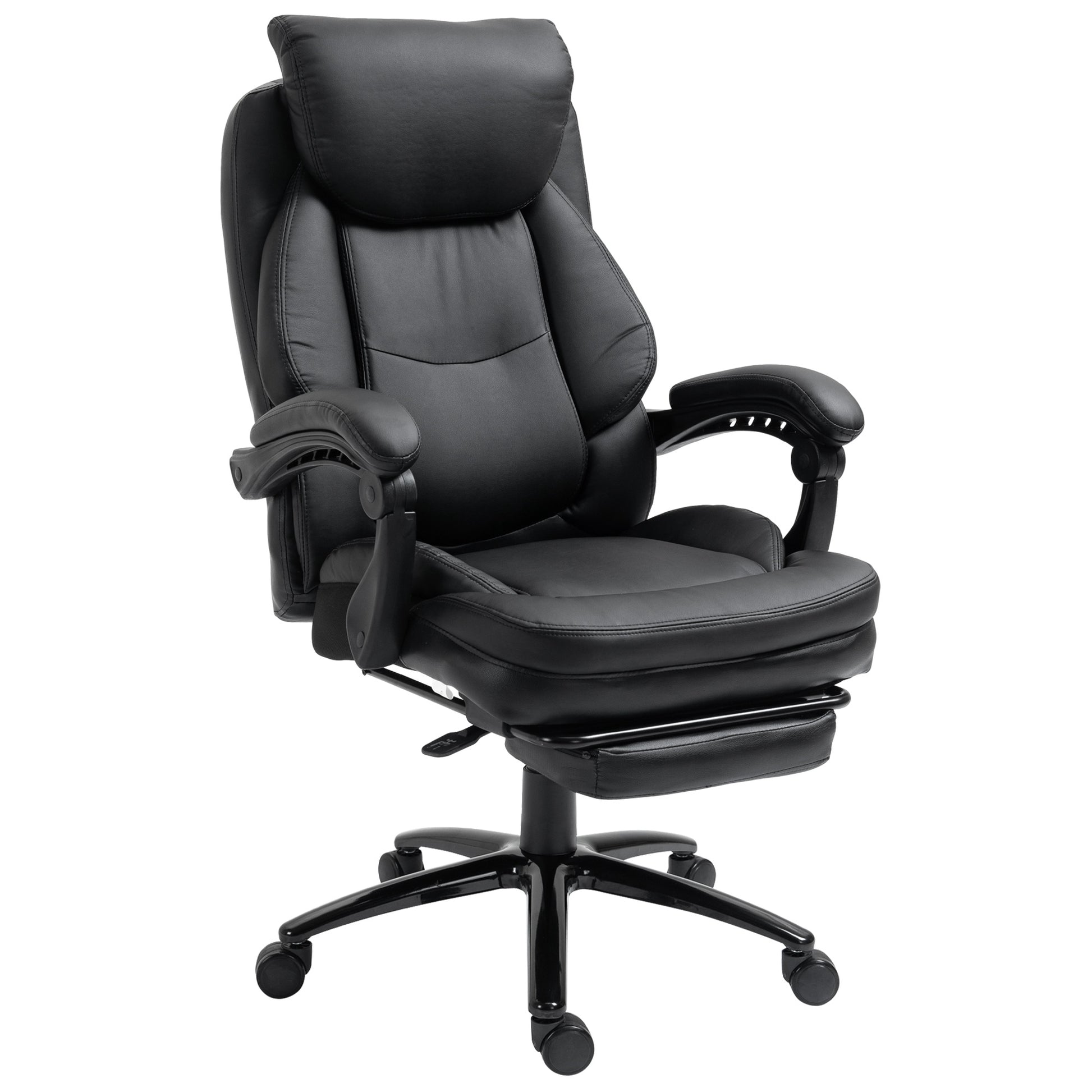 Ergonomic Office Chair Adjustable Desk Chair with Reclining Back up to 130° Rocking Function and Retractable Footrest Steel 73x66x112-118 cm Black