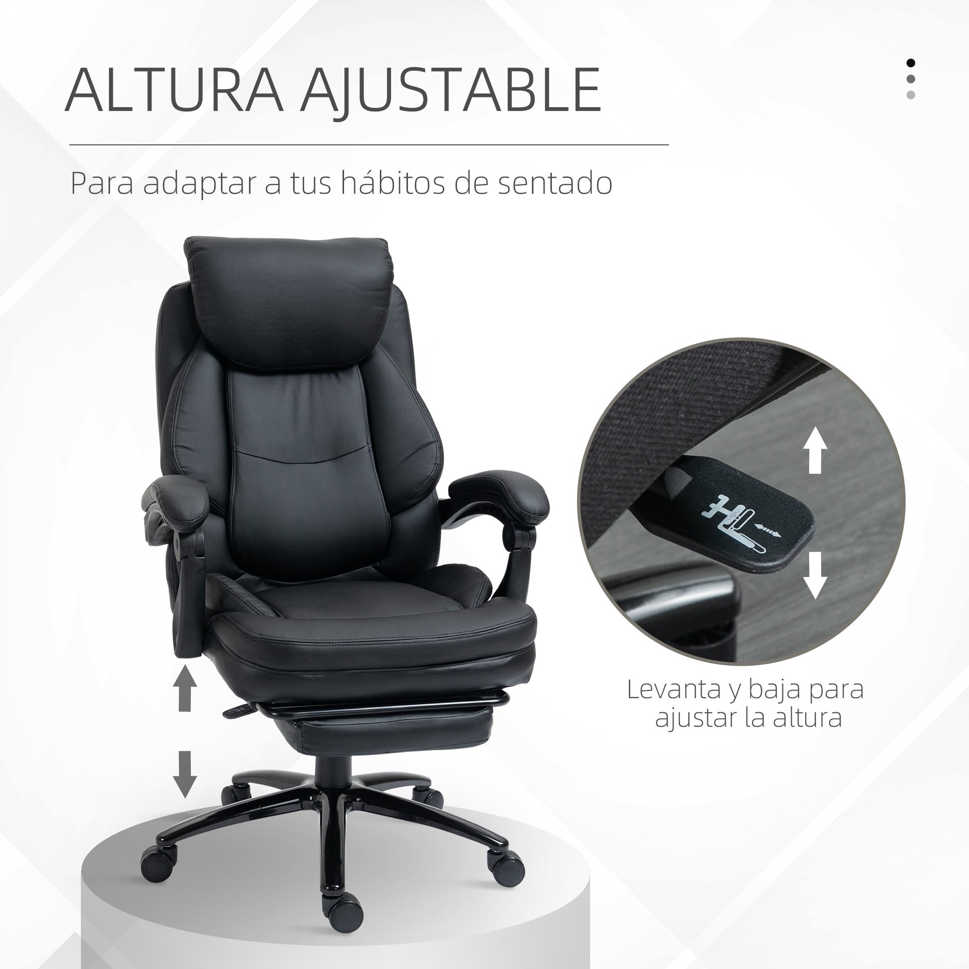 Ergonomic Office Chair Adjustable Desk Chair with Reclining Back up to 130° Rocking Function and Retractable Footrest Steel 73x66x112-118 cm Black