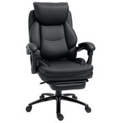 Ergonomic Office Chair Adjustable Desk Chair with Reclining Back up to 130° Rocking Function and Retractable Footrest Steel 73x66x112-118 cm Black