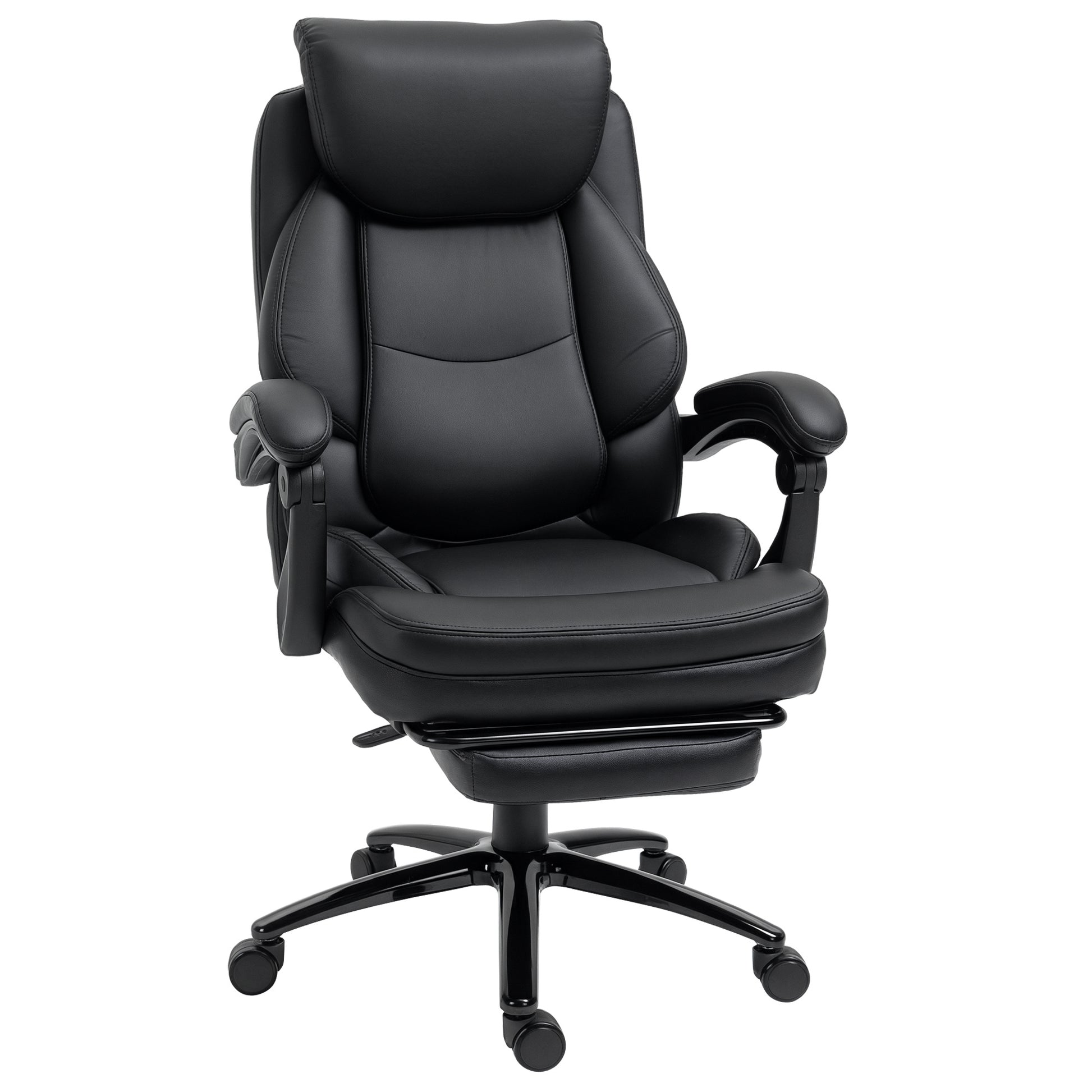 Ergonomic Office Chair Adjustable Desk Chair with Reclining Back up to 130° Rocking Function and Retractable Footrest Steel 73x66x112-118 cm Black