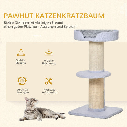 91 cm Cat Tree Cat Tower with Sisal Posts, Platform, Cushion Multi-Level Cat Scratching Tree, Climbing Tree, for Medium Cats, Light Blue