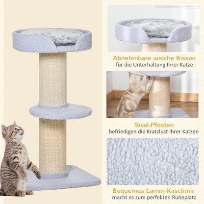 91 cm Cat Tree Cat Tower with Sisal Posts, Platform, Cushion Multi-Level Cat Scratching Tree, Climbing Tree, for Medium Cats, Light Blue