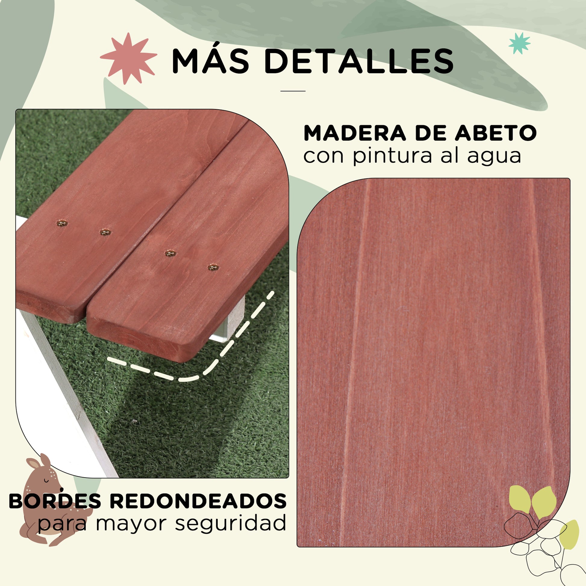 Children's Wooden Picnic Table Set with 2 Benches for Kids 3-8 Years Old for Garden Patio Terrace 89x79x50 cm Brown