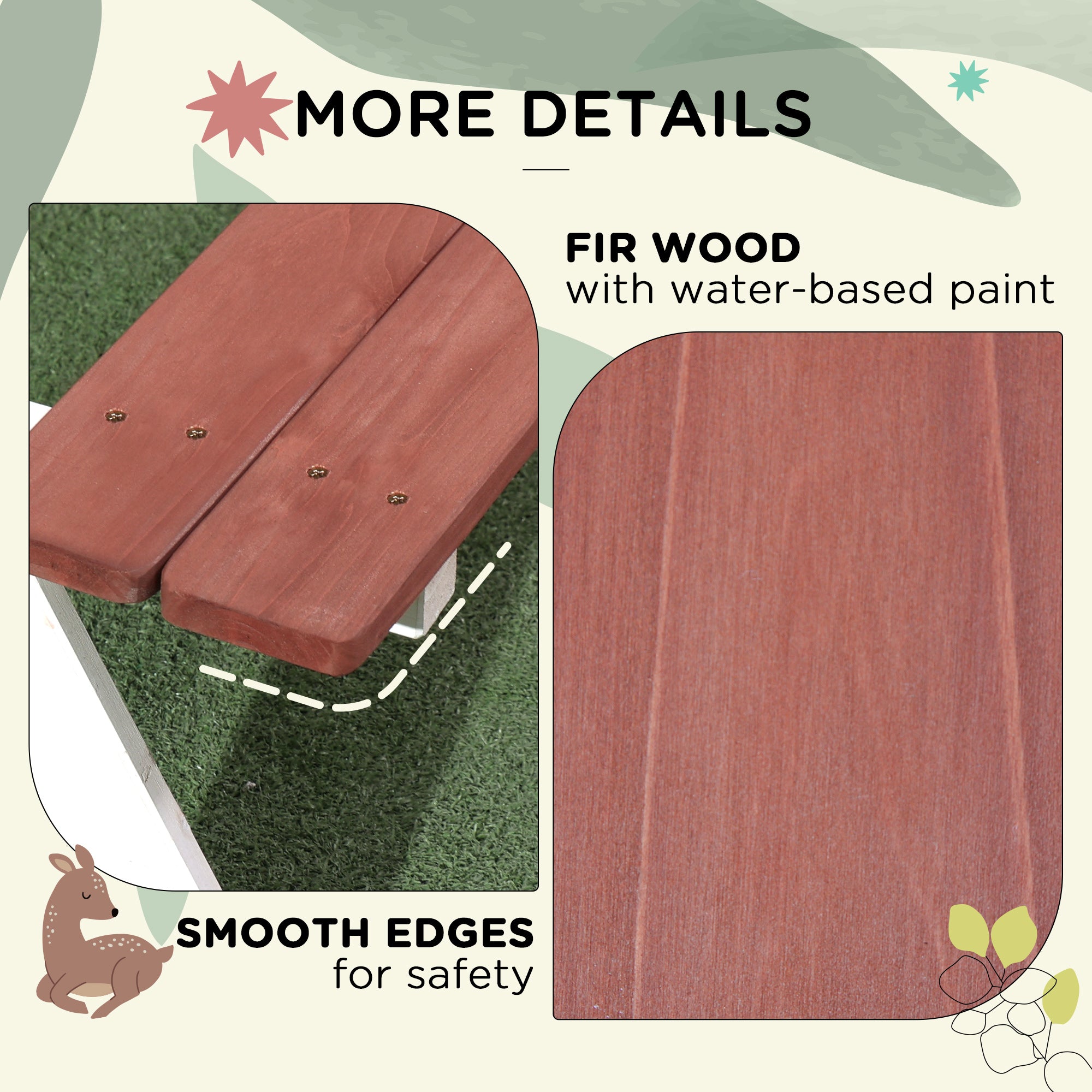 Children's Wooden Picnic Table Set with 2 Benches for Kids 3-8 Years Old for Garden Patio Terrace 89x79x50 cm Brown