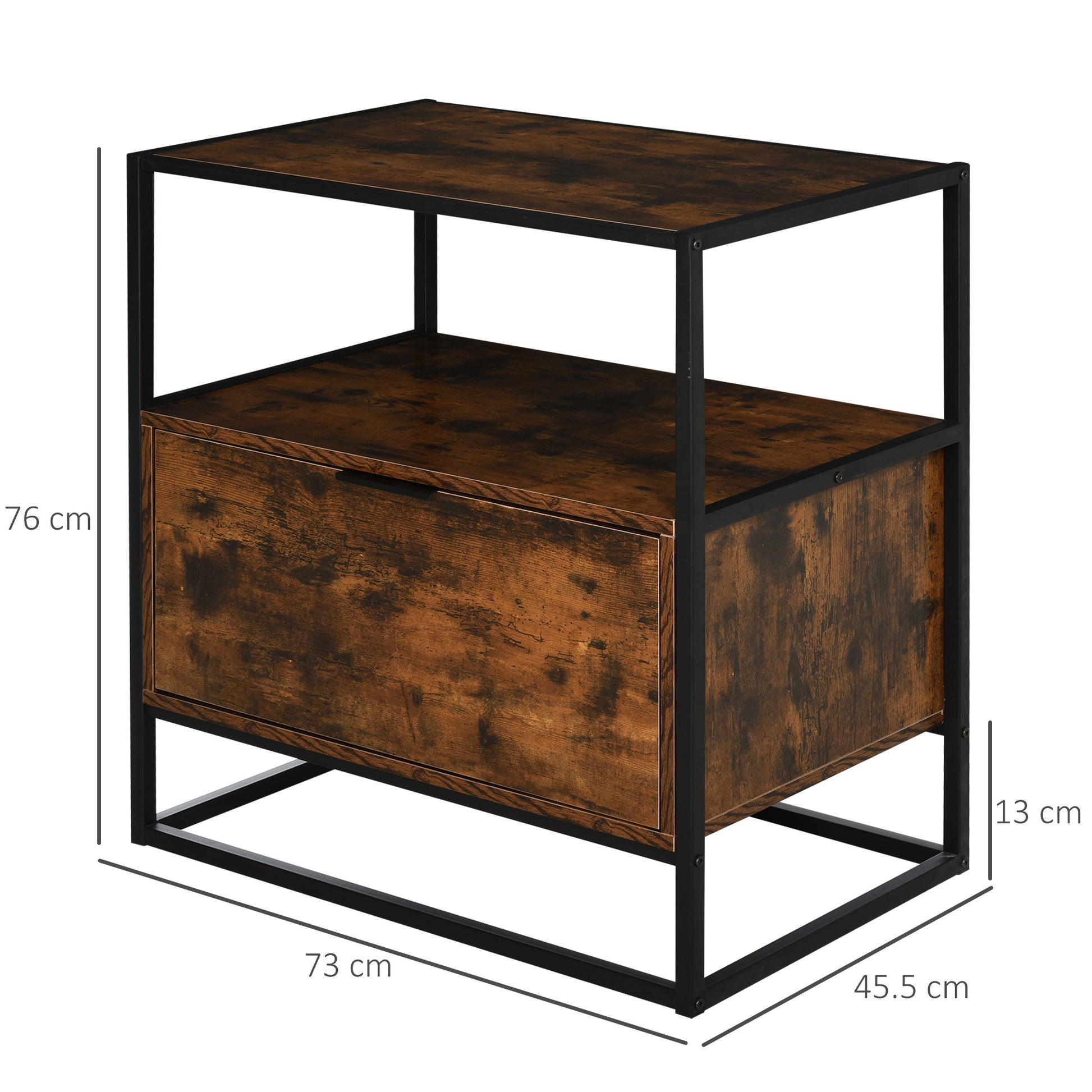 Industrial Style Sideboard, Vintage Wood and Metal Dresser for Living Room or Bedroom with 1 Drawer 73x45.5x76cm