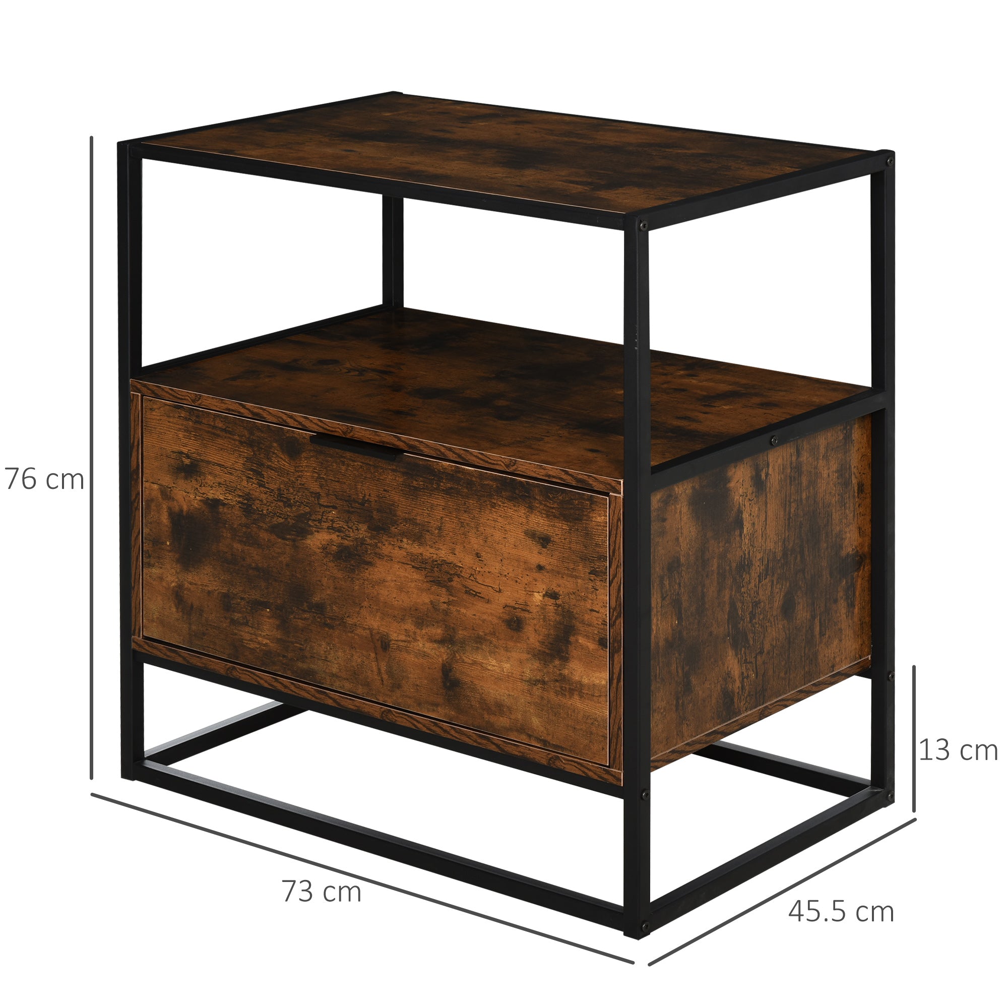 Industrial Style Sideboard, Vintage Wood and Metal Dresser for Living Room or Bedroom with 1 Drawer 73x45.5x76cm