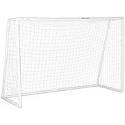 SPORTNOW Football Goal 2.4 x 1.8 m with Net, Portable Soccer Cage for Garden or Park, Training Goal, PVC Poles and Ground Stakes, Quick Setup, White