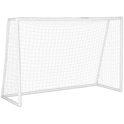 SPORTNOW Football Goal 2.4 x 1.8 m with Net, Portable Soccer Cage for Garden or Park, Training Goal, PVC Poles and Ground Stakes, Quick Setup, White