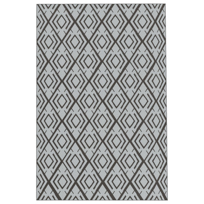 Outdoor Rug 182x274 cm Reversible Rug with Geometric Diamond Pattern Waterproof Carrying Bag for Terrace Balcony Patio Camping Beach Black