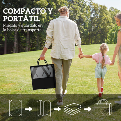 Outdoor Rug 182x274 cm Reversible Rug with Geometric Diamond Pattern Waterproof Carrying Bag for Terrace Balcony Patio Camping Beach Black