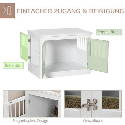 Dog Crate, Furniture with 3 Doors Dog House for Home Indoor, for Small Dogs up to 10 kg, Dog House 78 x 53 x 59.3 cm, White