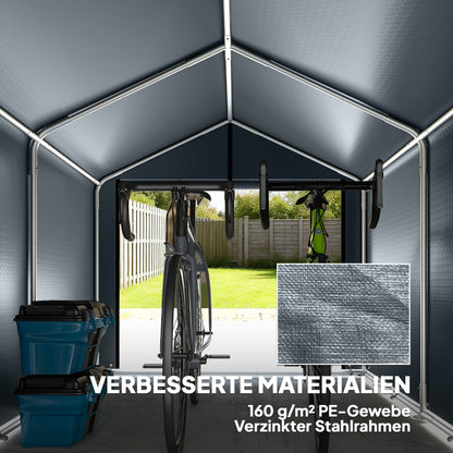 7.2 x 5.2 ft Waterproof Storage Tent with Roll-Up Zipper Door, Gable Roof Steel Frame, UV-Resistant — Dark Gray