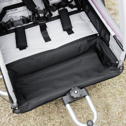 2-in-1 Foldable Kids Trailer Bike Trailer with Removable Front Wheel, Rear Brakes, Child Bike Trailer for 2 Children from 18 Months, up to 26.4 kg load capacity, Red