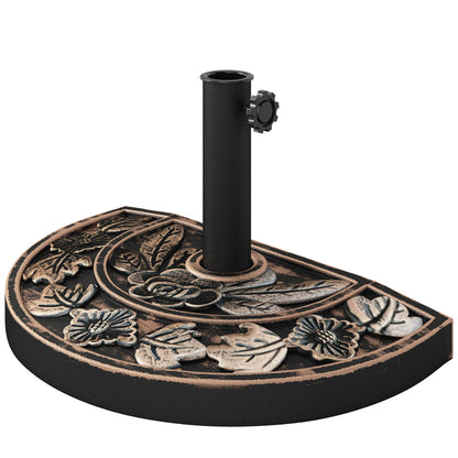 Stainless Steel Sun Umbrella Stand with Handles, Half-Round Umbrella Holder, Umbrella Weight for Sun Umbrella Ø3.8-Ø4.8 cm, for Balcony, Terrace, Garden, Bronze