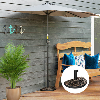 Stainless Steel Sun Umbrella Stand with Handles, Half-Round Umbrella Holder, Umbrella Weight for Sun Umbrella Ø3.8-Ø4.8 cm, for Balcony, Terrace, Garden, Bronze