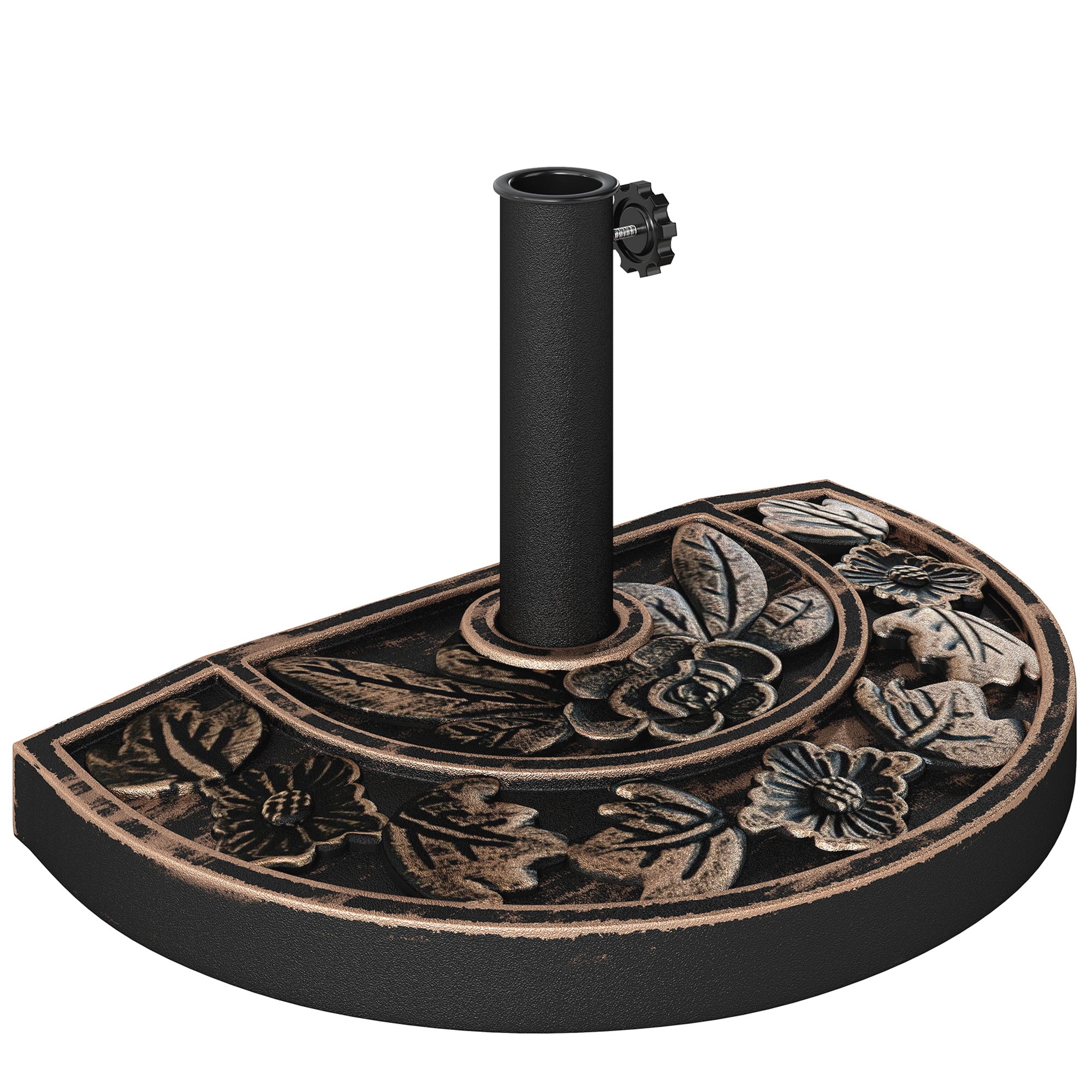 Stainless Steel Sun Umbrella Stand with Handles, Half-Round Umbrella Holder, Umbrella Weight for Sun Umbrella Ø3.8-Ø4.8 cm, for Balcony, Terrace, Garden, Bronze