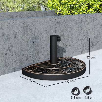 Stainless Steel Sun Umbrella Stand with Handles, Half-Round Umbrella Holder, Umbrella Weight for Sun Umbrella Ø3.8-Ø4.8 cm, for Balcony, Terrace, Garden, Bronze