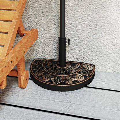 Stainless Steel Sun Umbrella Stand with Handles, Half-Round Umbrella Holder, Umbrella Weight for Sun Umbrella Ø3.8-Ø4.8 cm, for Balcony, Terrace, Garden, Bronze