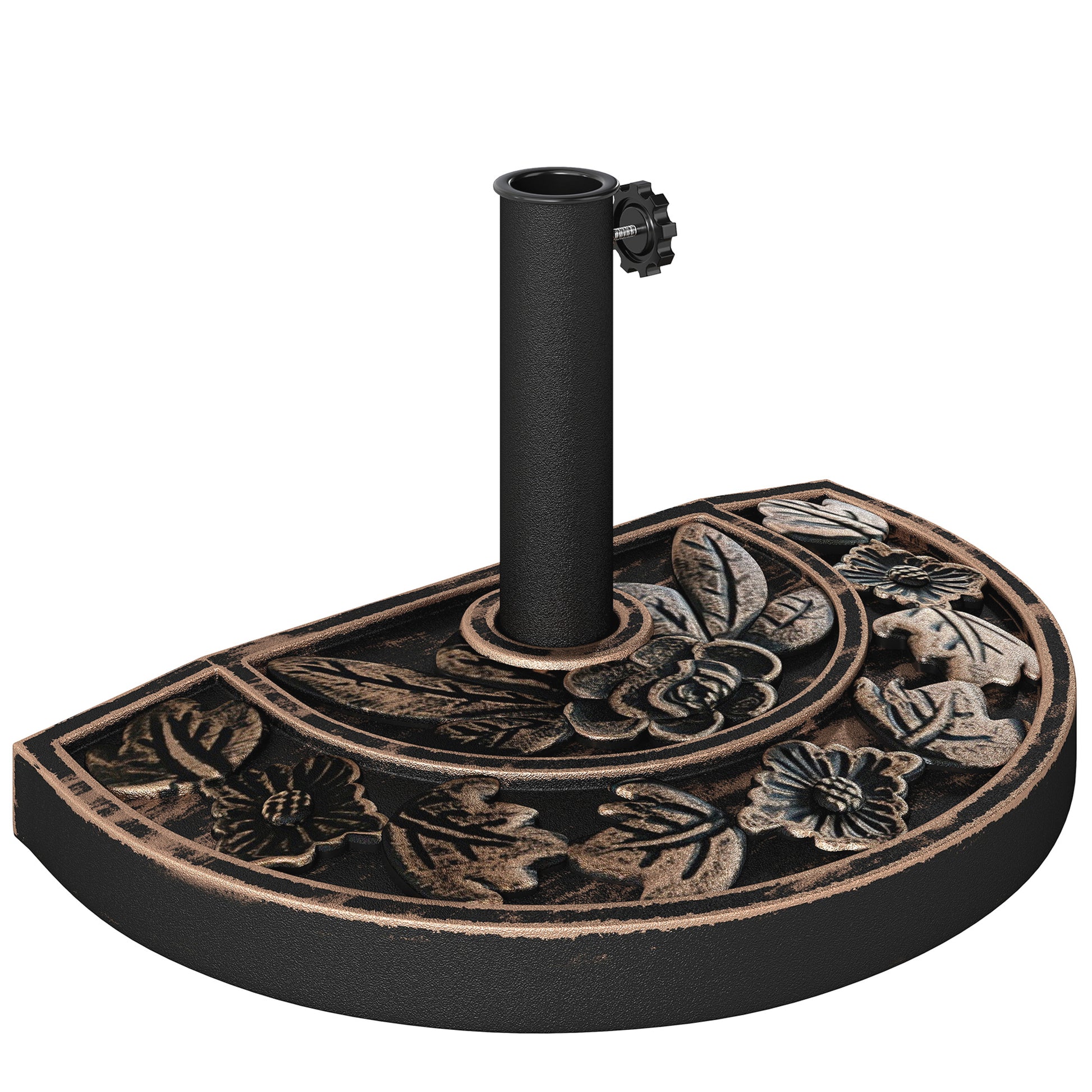 Stainless Steel Sun Umbrella Stand with Handles, Half-Round Umbrella Holder, Umbrella Weight for Sun Umbrella Ø3.8-Ø4.8 cm, for Balcony, Terrace, Garden, Bronze