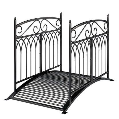 Metal Garden Bridge, 53.3 in (135.5 cm) — Antique-Style, Rust-Resistant Pond Bridge with Safety Rails