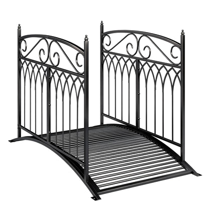 Metal Garden Bridge, 53.3 in (135.5 cm) — Antique-Style, Rust-Resistant Pond Bridge with Safety Rails