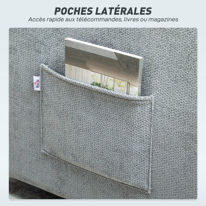 1-Seat 3-in-1 Convertible Armchair — Click-Clack Chenille Sofa Bed, Wide Seat, Adjustable Back, Includes Pillow & Side Pockets, Guest Sofa Bed for Small Spaces, Gray