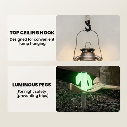 Inflatable 3-Person Air Tent with 2-Min Setup, High Ceilings, Removable Rainfly, Mesh Roof & Awning — 3000 mm Waterproof Glamping Tent