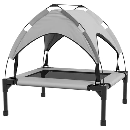 Elevated Dog Bed with Canopy, Pet Bed, Outdoor Dog Lounge with Roof, Breathable, for Small and Medium Dogs Light Gray Oxford 76 x 61 x 69.5 cm