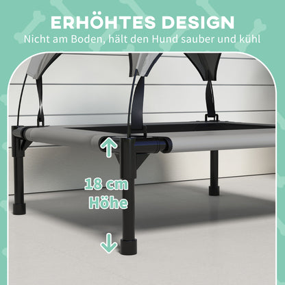 Elevated Dog Bed with Canopy, Pet Bed, Outdoor Dog Lounge with Roof, Breathable, for Small and Medium Dogs Light Gray Oxford 76 x 61 x 69.5 cm