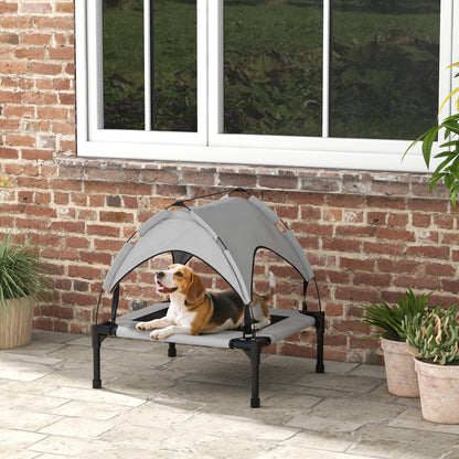 Elevated Dog Bed with Canopy, Pet Bed, Outdoor Dog Lounge with Roof, Breathable, for Small and Medium Dogs Light Gray Oxford 76 x 61 x 69.5 cm