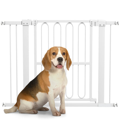 Stair Guard Door Guard Barrier without Drilling 76-104 cm Steel Guard for Dogs, Pets Stairs, Door, White