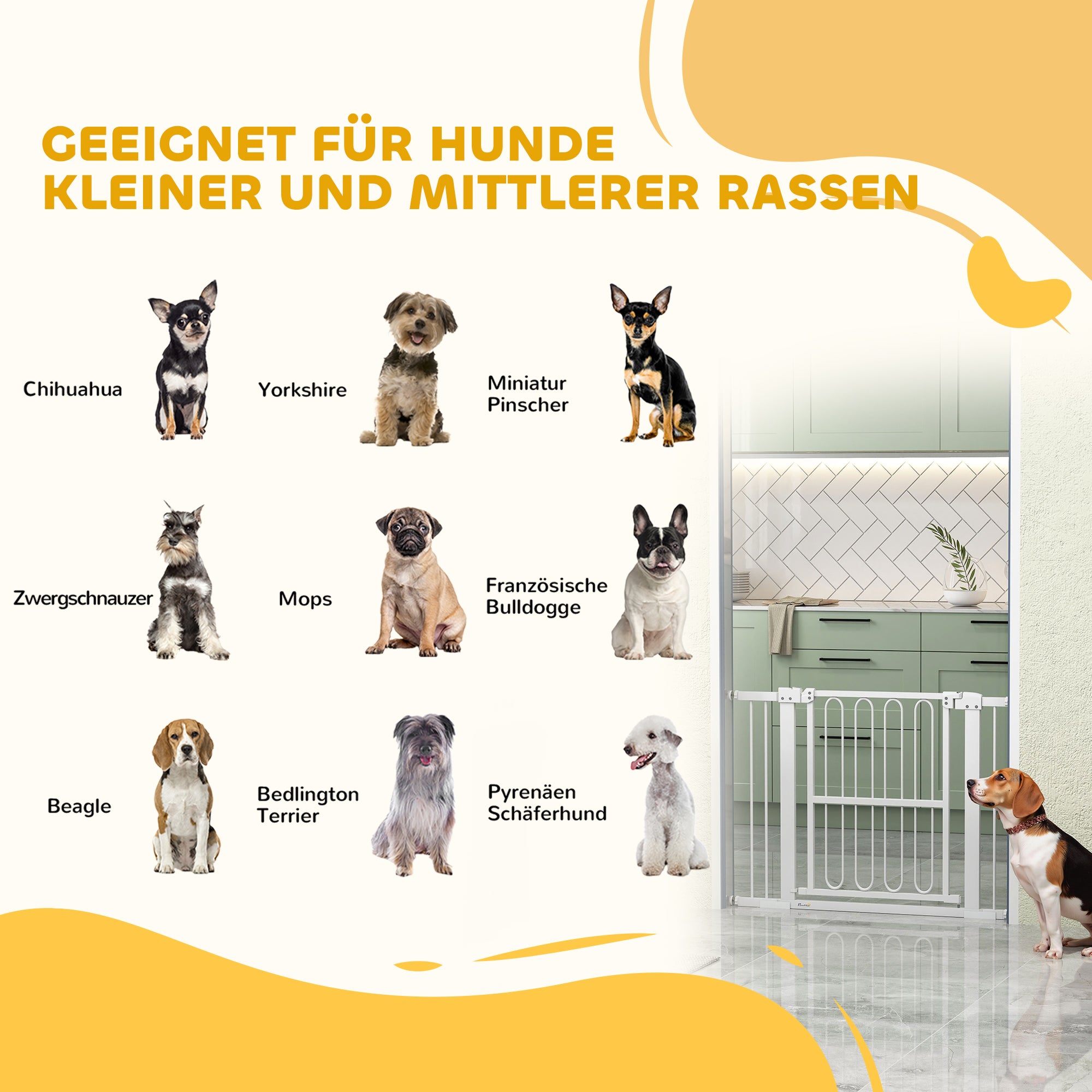 Stair Guard Door Guard Barrier without Drilling 76-104 cm Steel Guard for Dogs, Pets Stairs, Door, White