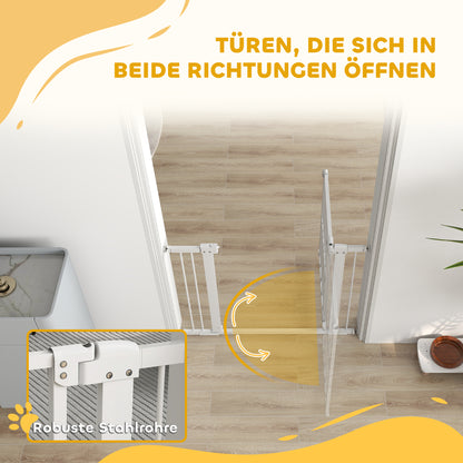 Stair Guard Door Guard Barrier without Drilling 76-104 cm Steel Guard for Dogs, Pets Stairs, Door, White