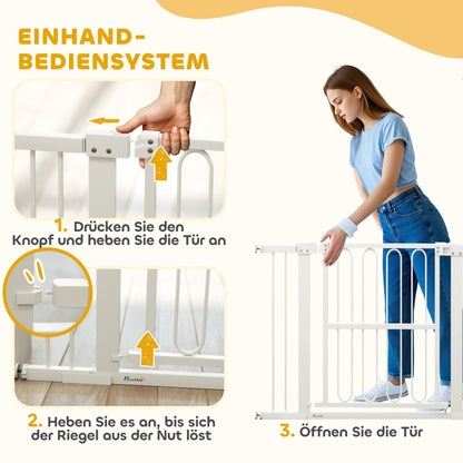 Stair Guard Door Guard Barrier without Drilling 76-104 cm Steel Guard for Dogs, Pets Stairs, Door, White