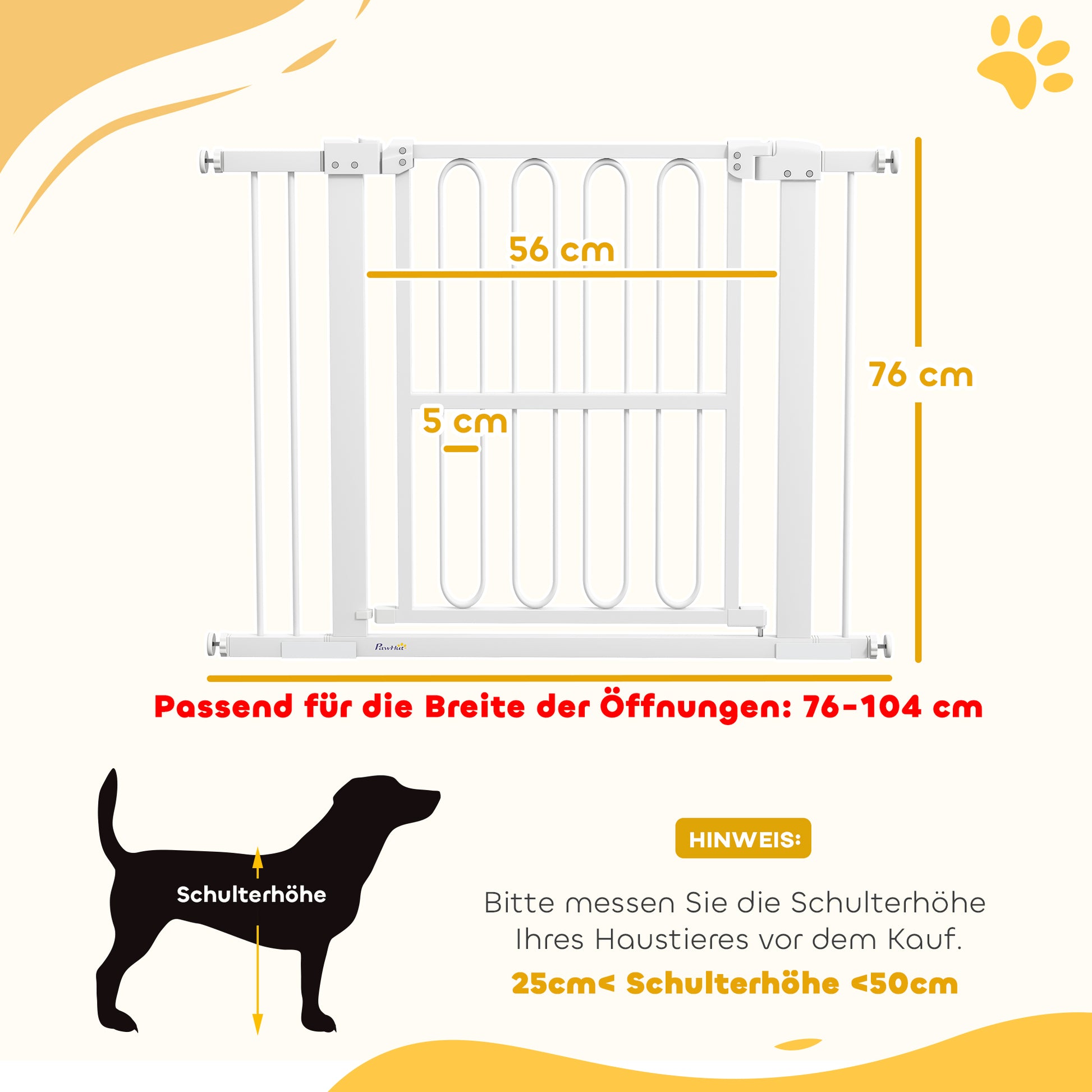 Stair Guard Door Guard Barrier without Drilling 76-104 cm Steel Guard for Dogs, Pets Stairs, Door, White