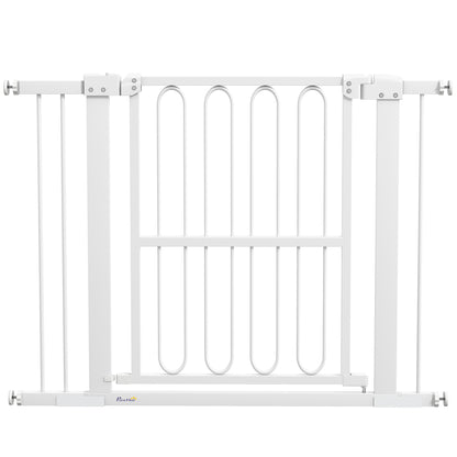 Stair Guard Door Guard Barrier without Drilling 76-104 cm Steel Guard for Dogs, Pets Stairs, Door, White