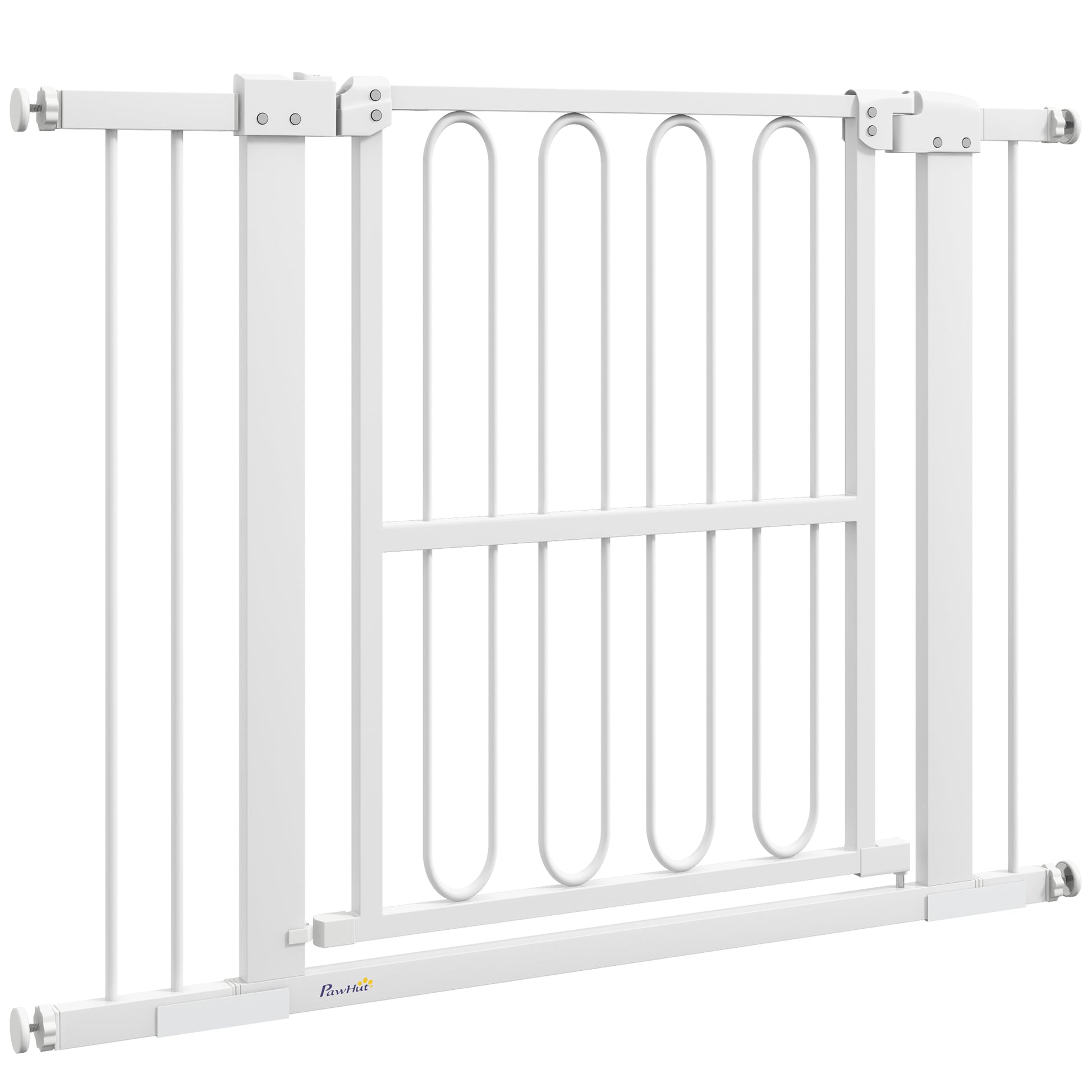 Stair Guard Door Guard Barrier without Drilling 76-104 cm Steel Guard for Dogs, Pets Stairs, Door, White